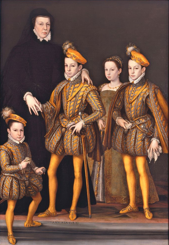 Katharina von Medici mit ihren Kindern, Francois Clouet (4|8) Public Domain per wikimedia.
